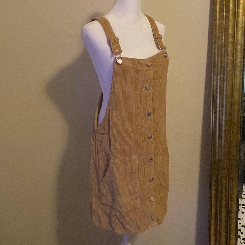 Topshop Moto Overall Skirt Corduroy Tan Size US 8
